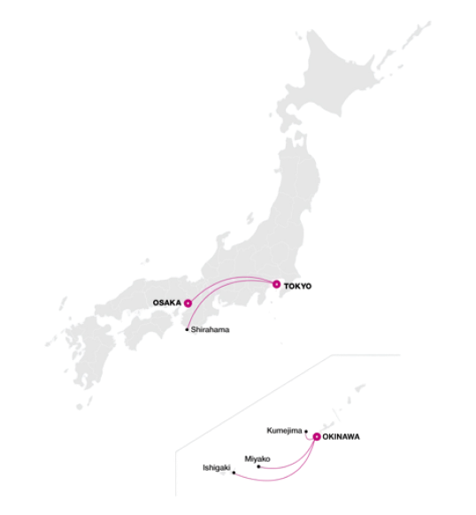 AL JEP Routes Map Tokyo and Osaka